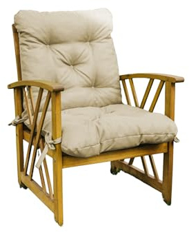 chilly pilley® Gartenstuhl Sitzkissen Relax 2 Teilig Kissen Hochlehner Sessel Sitzauflage Gartenschaukelkissen Gartenkissen Garten Kissen Sitzpolster viele Farben (2 x 60x60x50, Creme)
