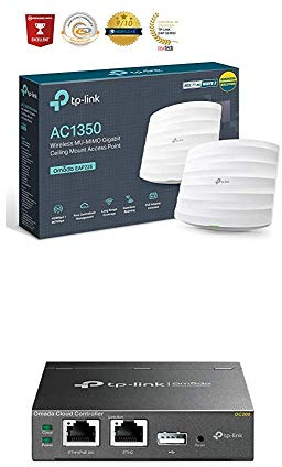 TP-Link AC1350 Wireless Access Point EAP225 with TP-Link OC200 Omada Cloud Controller, Free cloud access to manage from anywhere, anytime