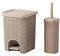 FZYE Pedal Bin Trash Can With Lid Rattan Wicker Effect For Kitchen Bathroom Office Rubbish Dustbin W/Basket-10x10x12.6inches (Color : Khaki)