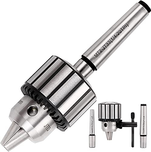 KingTool Set di 4 mandrini per trapano, mandrino da 1/2 con chiave per mandrino con albero conico Morse #1 (JT33-MT1) e #2 (JT33-MT2)