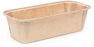 Ecopack Lot de 25 moules à gâteau en papier antiadhésif, résistants jusqu'à 220 °C, dimensions 199 x 73 x 62 mm