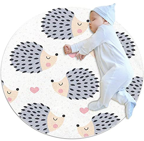 Dekorativer Teppich Cartoon-Igel Netter weicher runder Teppich, geeignet für Kinderzimmer, Spielzimmer, Kinderzimmer 80x80cm