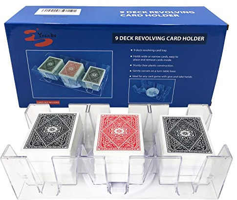 Yuanhe 9 Deck Rotating-Revolving Playing Card Tray, Card Holder