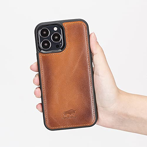 Solo Pelle Lederhülle für das iPhone 13 Pro Max in 6.7 Zoll Stanford Case Leder Hülle Ledertasche Backcover aus echtem Leder (Cognac Braun)