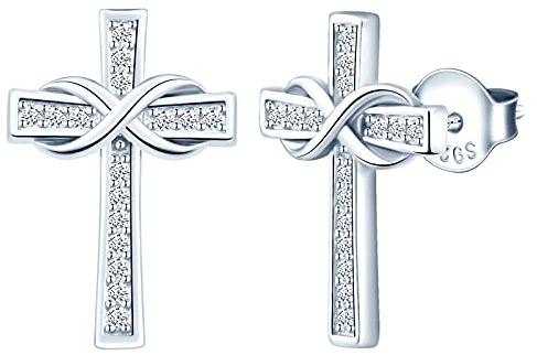 MicLee Ohrstecker 925 Sterling Silber Zirkonia Damen Einfach Unendlichkeitssymbol Kreuz Ohrringe Ohrschmuck mit Geschenkbeutel,Super Weihnachten Geschenk