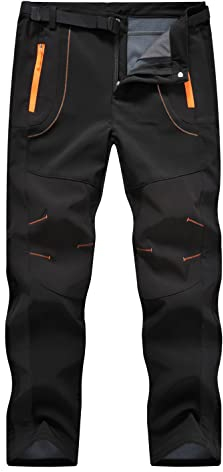 donhobo Herren Wanderhose Winddicht Wasserdicht Softshellhose Outdoorhose Warm Fleece Gefüttert Skihose Snowboardhose Winter Trekkinghose (Schwarz, XXXL)