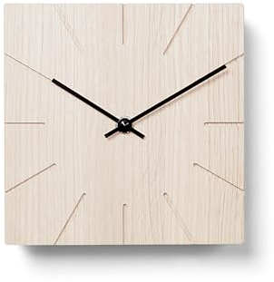 Natuhr Funkuhr Wanduhr Tischuhr Eiche Holz - Beam - geräuscharm Massivholz Design 17 x 17 cm (Eiche gekalkt Schwarze Zeiger, Funkuhrwerk)