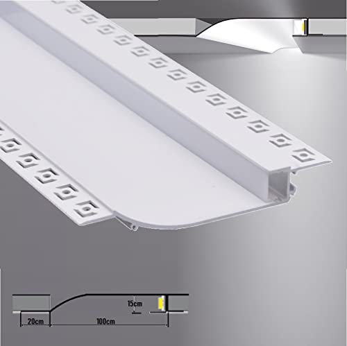 2 metri profilo in alluminio strip led luce soffusa da incasso a scomparsa per cartongesso da soffitto