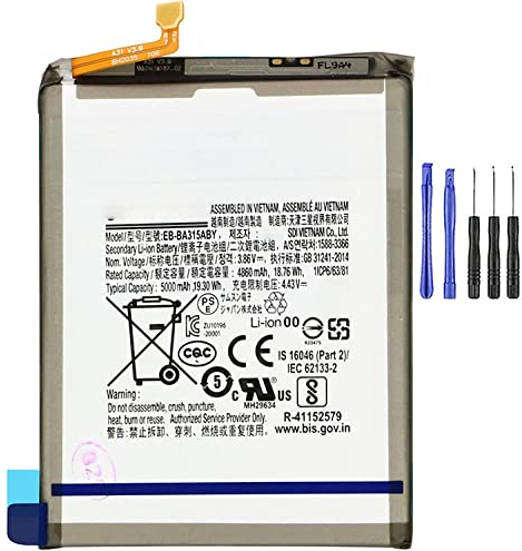 Akku kompatibel mit Samsung A31 A315 EB-BA315ABY 5000 mAh Hohe Kapazität inkl. Demontage-Set