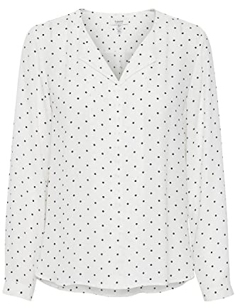 b.young BYHIALICE Damen Langarmshirt Langarmbluse Bluse mit V-Auschnitt Revers-Kragen mit verdeckter Knopfleiste Allover-Print Regular Fit