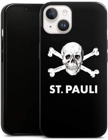 Silikon Hülle kompatibel mit Apple iPhone 14 Case schwarz Handyhülle FC St. Pauli Totenkopf Offizielles Lizenzprodukt
