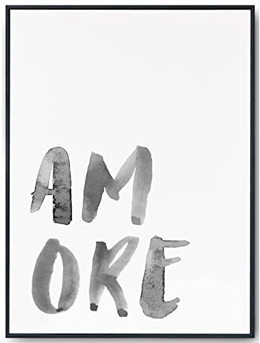 JOPRICO Spruch Poster, A3, Wanddeko Wohnzimmer, Esszimmer, Küche, schwarz-weiß Bild Typografie ohne Rahmen, Wanbilder Wohnzimmer, AMORE