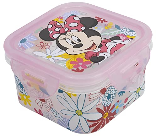 Recipiente hermético cuadrado de plástico para comida de 290 ml de Minnie Mouse