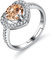 Bellitia Jewelry Damen Verstellbarer Ring Herz aus 925 Sterling Silber für Frauen Mädchen, Ring Damen Herz Symbol Verlobung mit 1ct Champagne Diamant