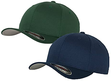 2er Flexfit Unisex Wooly Combed Cap Baseball Caps graue Unterseite S M L XL XXL Basecap Mütze, S/M, 1x Spruce + 1x Navy + 1x HL-Kauf Notizblock