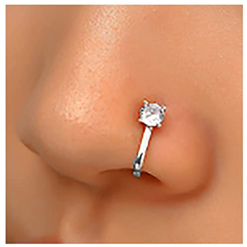 Cimenexe Punk Kristall Nasenring Silber Cz Punkt Clip Auf Nasenring Winzigen Kristall Nicht Piercing Nase Ring Strass Nase Ring Hoop Schmuck Für Frauen Und Mädchen Geschenke