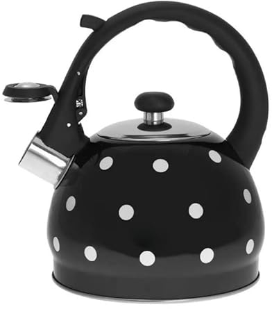 Luckyberg Moderne Wasserkessel Induktion Pfeifkessel aus Edelstahl, Kleiner Teekessel für alle Kochplatten, Flötenkessel, Wasserkocher für Tee Kaffee, ca 2 L, (schwarz)