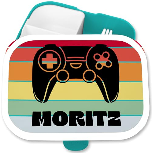 Brotdose Kinder Campus für Mepal - Gaming - Controller Gamepad Game - 750 ml - Türkis - nerd geschenke gamer zocken lunchbox fächern personalisierte brotbox zocker brotzeitdose nerds