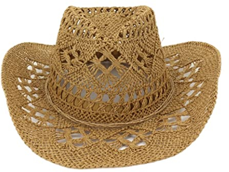LAANCOO Stroh Cowboy Hut Unisex West Cowboy Cowgirl Hat Panama Hut breiter Krempel Stroh Eimer für Outdoor Sommer Beach Party Frauen Männer Männer