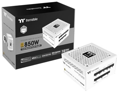 Thermaltake Toughpower GF A3 Snow Edition 850W 80+ Gold Full Modular SLI/Crossfire Ready ATX 3.1 Power Supply; PCI-E 5.1 450W 12V-2x6 Connector Included; PS-TPD-0850FNFAGU-N; 10 Year Warranty