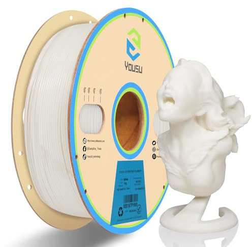 YOUSU Hochgeschwindigkeits 3D Drucker Filament, bis zu 600 mm/s Schnelles Drucken, 1,75 mm PLA-Filament, kompatibel mit Hochgeschwindigkeits 3D Druckern(Weiß 1kg)