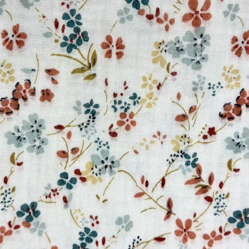 MAGAM-Stoffe Paul Musselin Mulltuch Kinder Baumwollstoff Oeko-Tex Meterware 50cm (Blümchen weiß)