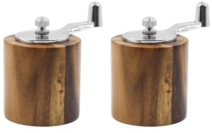Lot de 2 moulins à poivre manuels ZONADAH à manivelle en bois et moulin à poivre et sel à épaisseur réglable avec longue manivelle pour la maison, le restaurant, le barbecue en plein air