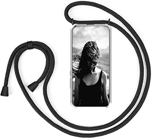 HomiTunky Handykette Handyhülle für OnePlus Nord 3 5G mit Band - Handy-Kette Handy Hülle mit Kordel zum Umhängen Handyanhänger Halsband Lanyard Case - Transparent Schutzhülle in Schwarz