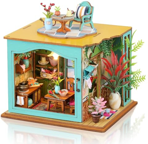 Cuteefun DIY Miniatur Puppen Haus Kit, DIY Miniatur Puppenhaus Bausatz, Handgemachte Handwerk für Erwachsene, Kreative Raum für Geburtstag Valentinstag, Vatertag (Haustier Haus)