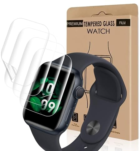 Cable Leader 2 Stück Schutzfolie für Panzerglas für Apple Watch Series 7/8/9(41mm), Anti-Kratzer, Blasenfreie, HD Vollständige Abdeckung, Sensitive Touch 9H Härte Apple Watch 9 41mm Displayschutzfolie