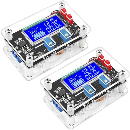 DROK Regulador de voltaje ajustable, convertidor DC Buck Boost de 6-30 V a 0,5-30 V, 4 A, 60 W, 5 V, 24 V, fuente de alimentación de 12 V, transformador reductor con puerto USB, pantalla LCD,