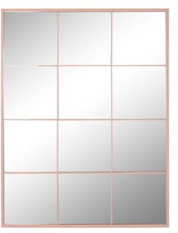 Home ESPRIT Espejo de Pared Rosa Claro Cristal Hierro Espejo Ventana Scandi 90 x 1 x 120 cm