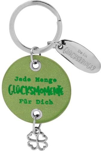 GRUSS & CO Schlüsselanhänger mit Motiv Momente | Anhänger aus Kunstleder, Metallicdruck, Länge 8,5 cm | Geschenk, Glücksbringer, Silvester | 48979