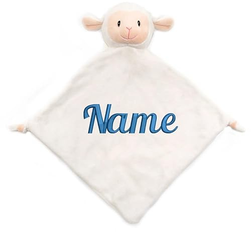 Elefantasie Personalisiertes Schnuffeltuch weiches Kuscheltuch mit Name Bestickt Schnuffeltier Schlafhilfe Tröster Geschenk zur Geburt Schaf