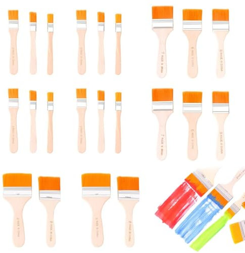 Lasurpinsel, Pinsel Set Holzlasur,Kleine Pinsel, Flachpinsel, Flache Borstenpinsel, Holzgriff Malerpinsel, Farbe Streichen Pinsel, für Wandfarbe, Lacke & Kreidefarbe Kunst Malerbedarf, 22PCS