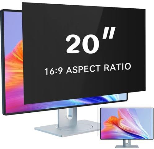 IPROKKO 20 Zoll Computer Sichtschutzfolie for 16:9 Monitor, Abnehmbarer Sichtschutz Anti Blaulicht Blendschutz Blickschutzfolie Displayschutz Blickschutzfilter für Hp Dell Acer Lenovo Asus