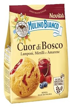 Mulino Bianco Cuor di Bosco Biscotto di Pasta Frolla con Ripieno a Lampone, Mirtilli e Amarene 300g