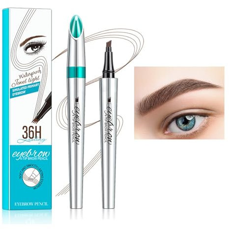 Weixinbuy 4D Four-Tip Waterproof Eyebrow Pen - Long-lasting, Smudgeproof Liquid Pencil for Fine Natural Strokes (2# Dark Brown)
