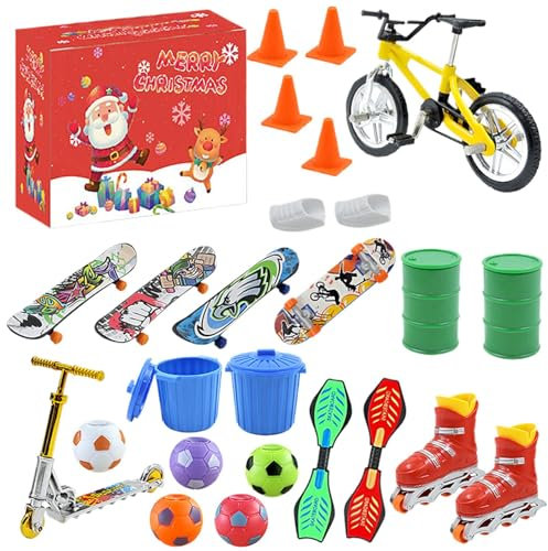 Finger Skateboard Adventskalender 2024, Weihnachts Adventskalender Mit Finger Spielzeug Weihnachts Spielzeug Adventskalender, Partyspiele Für Kinder Und Erwachsene