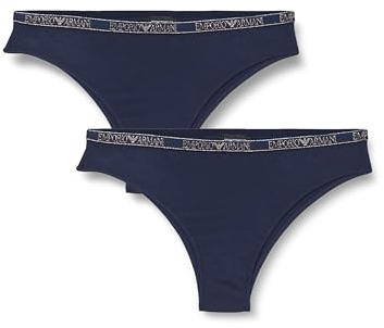 Emporio Armani Women's Essential Studs 2-Pack Brazilian Half Slip, Blue, M, blau, M