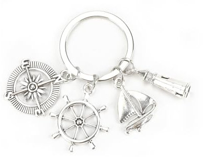 MUCOOS Schlüsselanhänger, Schlüsselanhänger Mit Nautischem Thema, Kompass, Segelboot, Leuchtturm Anhänger Design, Schlüsselanhänger Für Reiseliebhaber, Geschenk Für Abenteurer, Geschenk Für Freunde