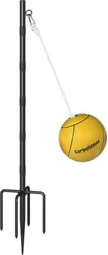 Garbuildman Tetherball Set with Ball & Rope for Outdoor Backyard, Adjustable Tether Pole with 5-Prong Base & Rubber Sleeve for Playground, Outside Ball Games Sports for Kids, Adults