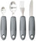 Easy Grip Cutlery - 4 Pcs Extra Wide Straight Handles Adaptive Cutlery Set,Grey Comfort Grips Chunky Handles,Dining Aids with Knife Fork Spoon for Elderly Disabled Arthritis Parkinson Disease Tremors