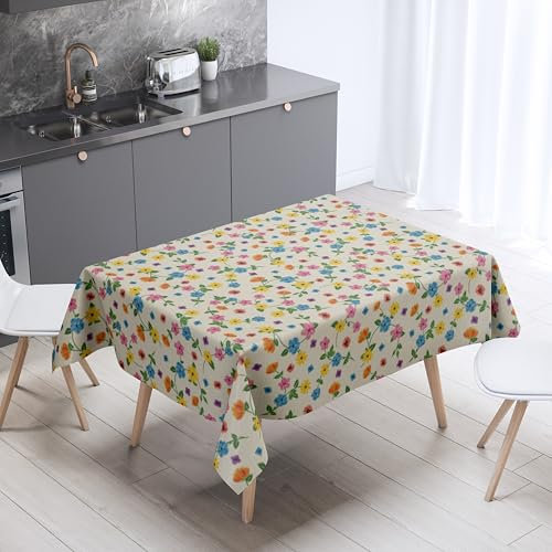 Wachstuch Wachstischdecke Tischdecke Flower Dream Beige Rechteckig 80 x 160 cm abwischbar