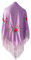 Mantón de Manila Mujer de Pico en Triángulo, Mantones de Flamenca Bordado en Flores, Mantoncillos de Flamenca de Flor (Lila)