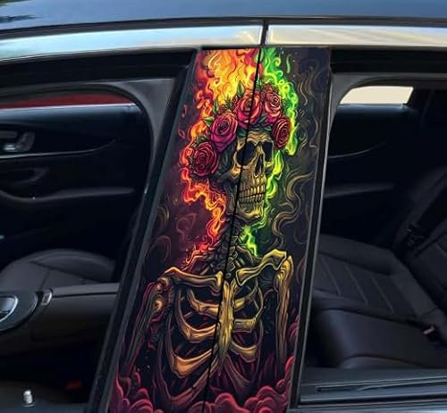 2 x HD Vinyl Car Stickers with Gothic Print, Waterproof and Scratch-Resistant for B Pillars, Personalised Vehicle Door Pillar Stickers (Colour 4, One Size)
