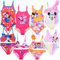Characters Cartoons - Bambina - Costume da Bagno Intero 1 Pezzo o Bikini 2 Pezzi o Monokini Mare Piscina - Prodotto Originale Licenza Ufficiale [Bikini 18086 Arancione - 3 Anni]