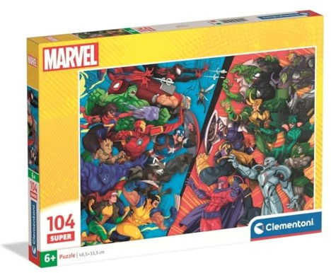 Clementoni Puzzle 104 pieces, Marvel Heroes VS Villains, Puzzle for Kids 6+ Years, Made in Italy, 25059