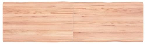 Mesa de madera maciza marrón claro, 140 x 40 x 24 cm, borde natural, superficie de trabajo para cocina, encimera duradera, versátil, comedor o espacio de trabajo, ideal para el hogar o restaurante