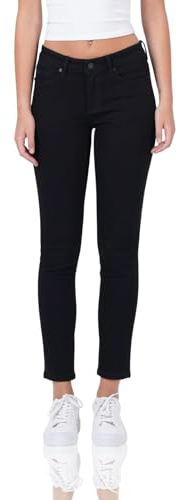 Miracle of Denim M.O.D Monika Damen Slim Fit Jeans Schwarz – Slim Fit Damenjeans, figurbetonte Baumwolle-Polyester Jeans, knöchellang, Elegante Casual Jeans für Büro & Alltag, vielseitig kombinierbar